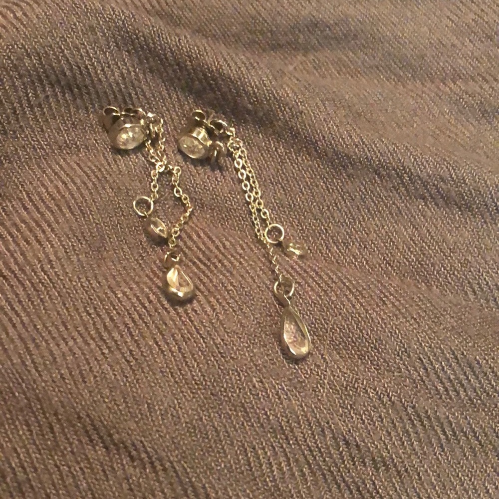 Silver and Crystal hanging post earrings